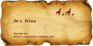Arz Alex névjegykártya